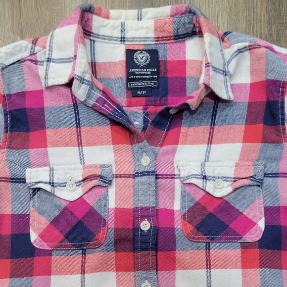 AMERICAN EAGLE OUTFITTERS Favorite Fit Plaid Flannel Button Down, S Vintage Y2K - Picture 5 of 8
